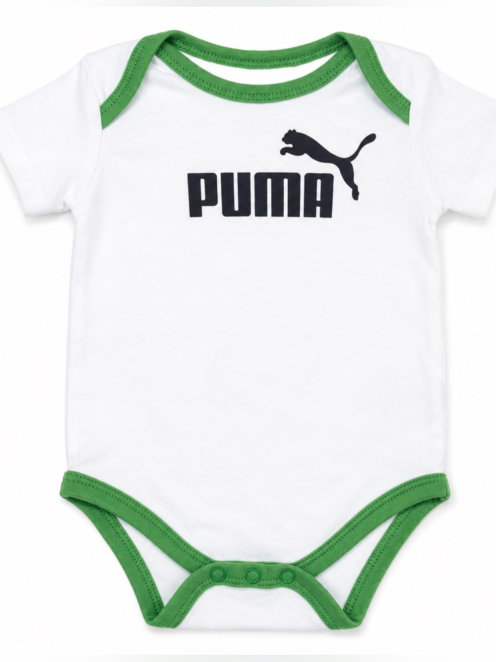 Puma White One-Piece with Green Trim and Black Logo